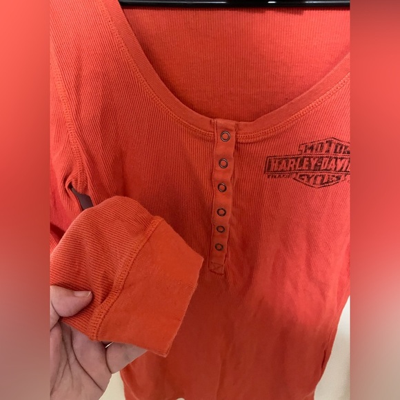 ✨Women’s Harley Davidson Orange Long Sleeve Top Size L - Picture 6 of 11